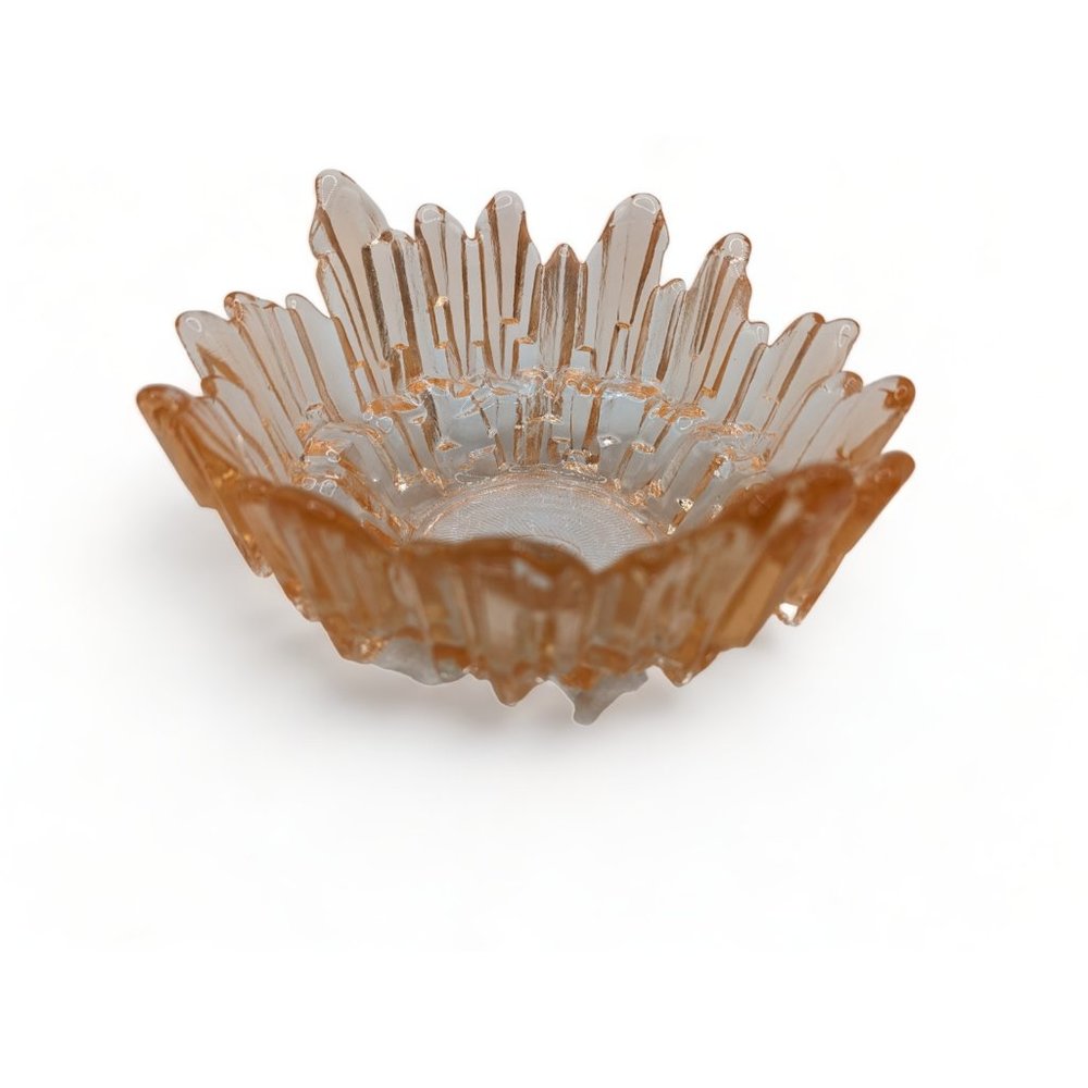 Vintage MCM Arabian Peach Ice Art Glass Bowl 7 1/2" Width